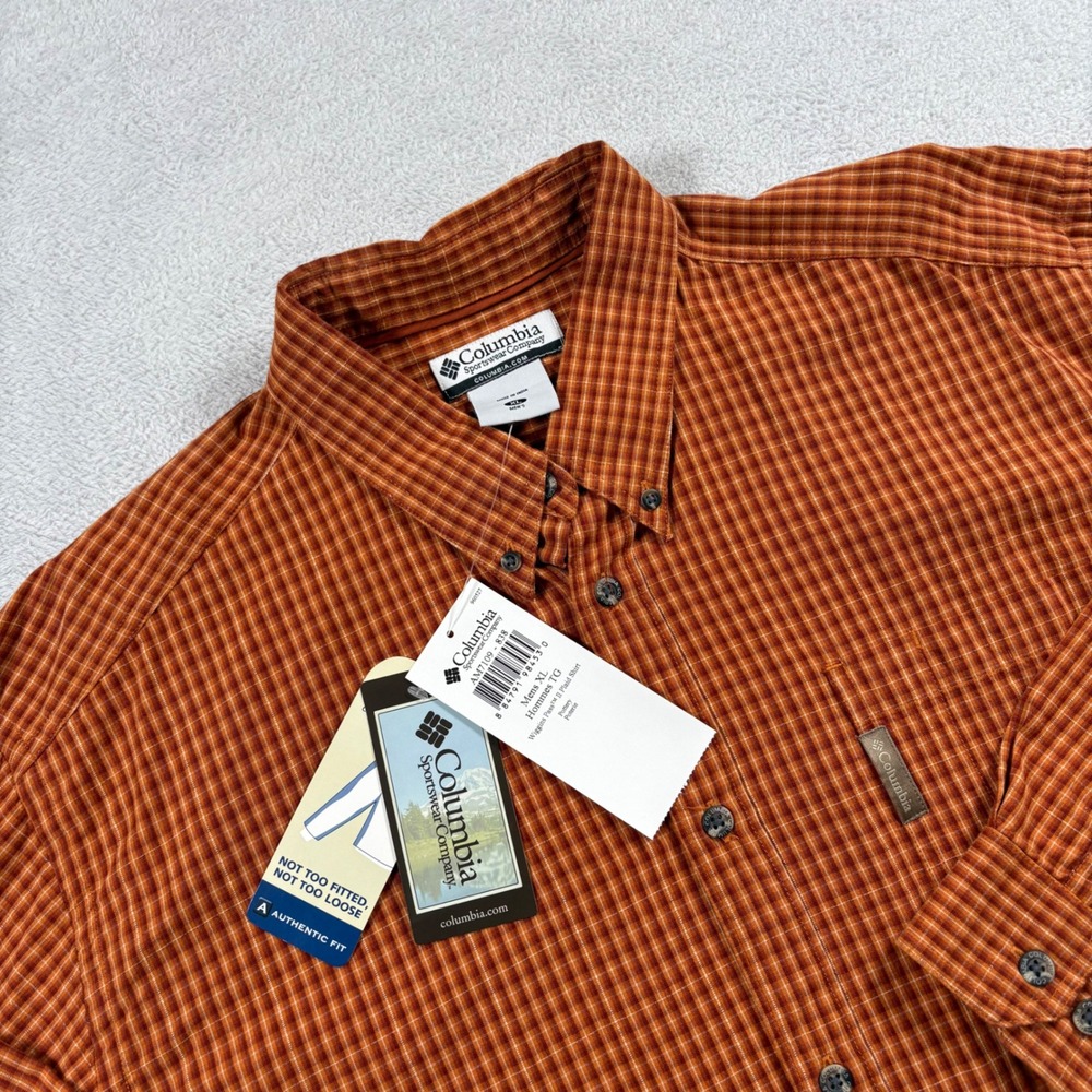 Columbia Mens Wiggins Pass II Plaid Shirt‎ Pottery Orange AM7109-838 XL NEW